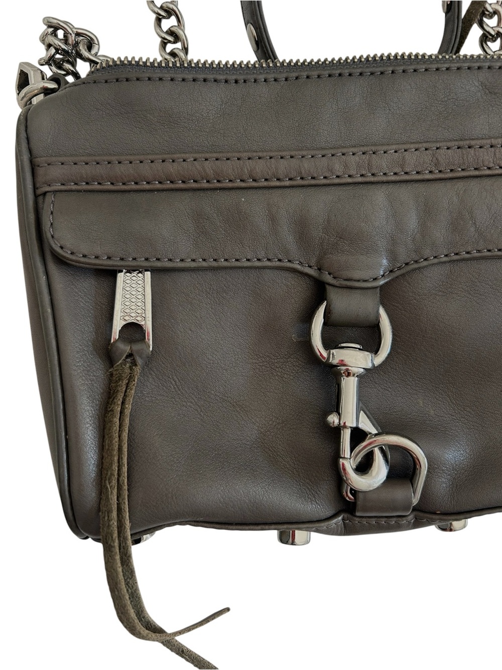Rebecca Minkoff Mini MAC Leather Crossbody Bag – Gunmetal Gray - Picture 10 of 13